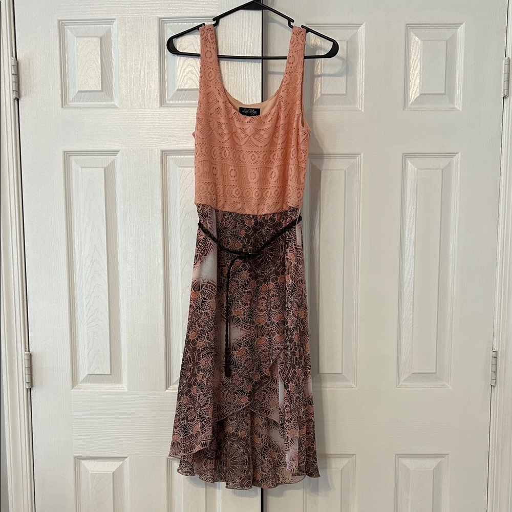 Love Reign Peach and Black High Low Dress